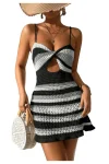 Striped Spaghetti Strap Cover-Up Mini-Dress