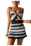Striped Spaghetti Strap Cover-Up Mini-Dress