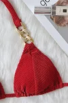 Textured Bikini with Gold Chains