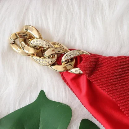 Textured Bikini with Gold Chains