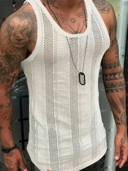 Thin Mesh Tank in White