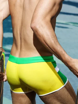 Tri-Color Striped Men's Swim Shorts