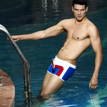 Tri-Color Striped Men's Swim Shorts