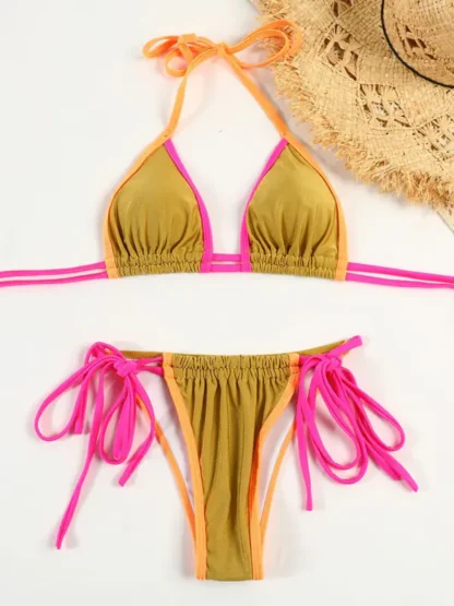 Two Toned Bikini With Double Straps Gold Side