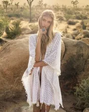 White Crochet Lace Kimono Cover-up