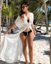 White Crochet Lace Kimono Cover-up