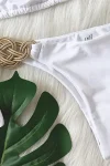 Woven Gold White Bikini with Tie Sides