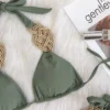 Woven Gold Olive Bikini with Tie Sides in olive green