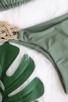 Woven Gold Olive Bikini with Tie Sides in olive green