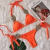 Woven Gold Olive Bikini with Tie Sides in orange