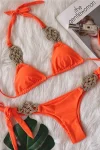 Woven Gold Olive Bikini with Tie Sides in orange