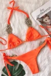Woven Gold Olive Bikini with Tie Sides in orange