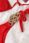 Woven Gold Olive Bikini with Tie Sides in red