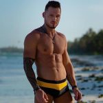 Alpha Male Black & Yellow Swim Shorts