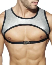 JM998 - Open Front Full Back Shiny Silver Harness
