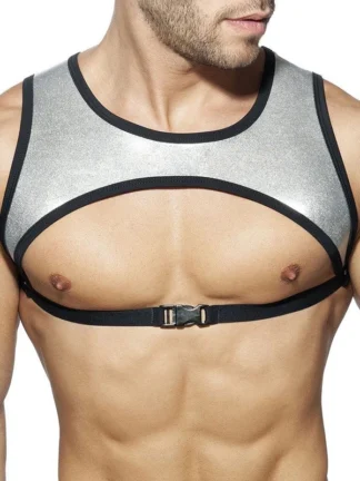 JM998 - Open Front Full Back Shiny Silver Harness