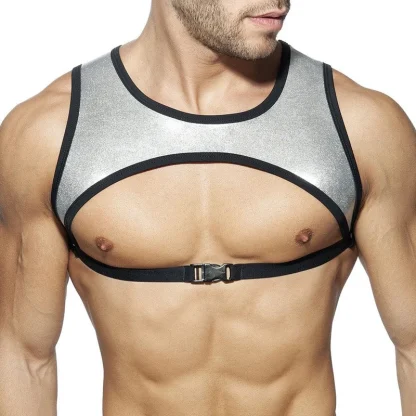 JM998 - Open Front Full Back Shiny Silver Harness