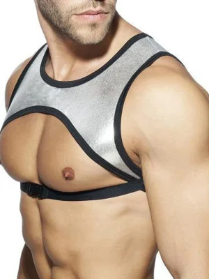 JM998 - Open Front Full Back Shiny Silver Harness