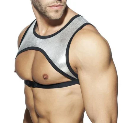 JM998 - Open Front Full Back Shiny Silver Harness