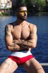Alpha Male Red & White Swim Shorts