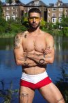 Alpha Male Red & White Swim Shorts