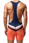24705 Two Color Chevron Design Singlet Navy Back
