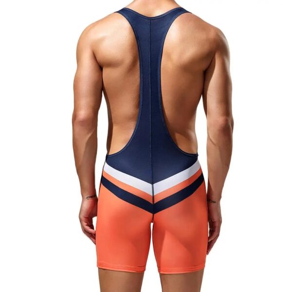24705 Two Color Chevron Design Singlet Navy Back