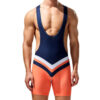 24705 Two Color Chevron Design Singlet Navy Front