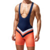 24705 Two Color Chevron Design Singlet Navy Front