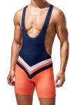 24705 Two Color Chevron Design Singlet Navy Front