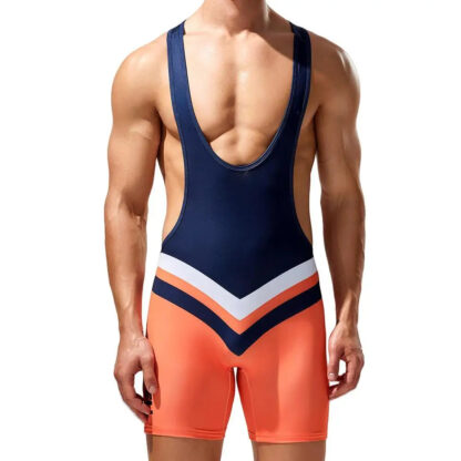 24705 Two Color Chevron Design Singlet Navy Front