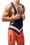 24705 Two Color Chevron Design Singlet Navy Side