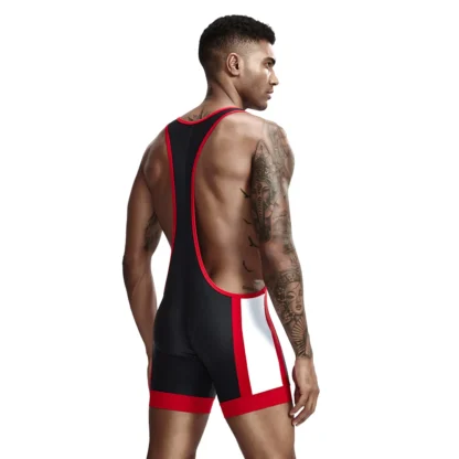 9701 Two-Toned Wrestling Singlet black back