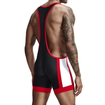 9701 Two-Toned Wrestling Singlet black back