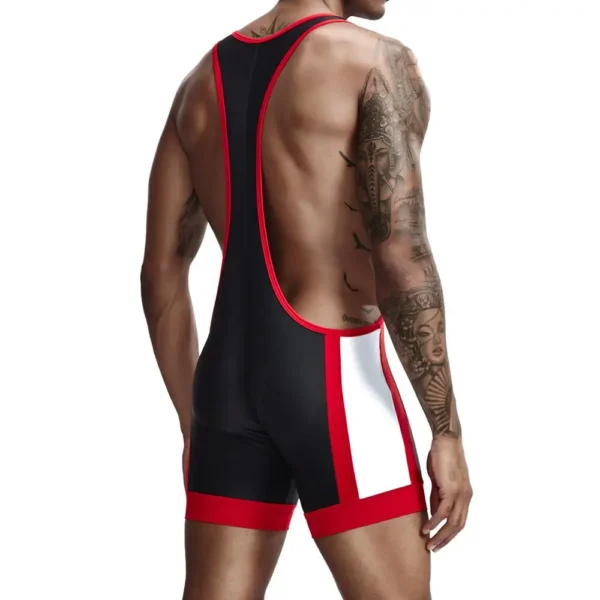 9701 Two-Toned Wrestling Singlet black back