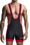 9701 Two-Toned Wrestling Singlet black back