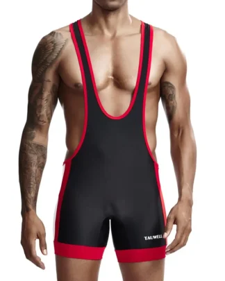 9701 Two-Toned Wrestling Singlet black front