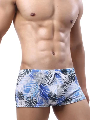 Blue Leaf Swim Shorts front