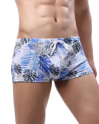 Blue Leaf Swim Shorts front