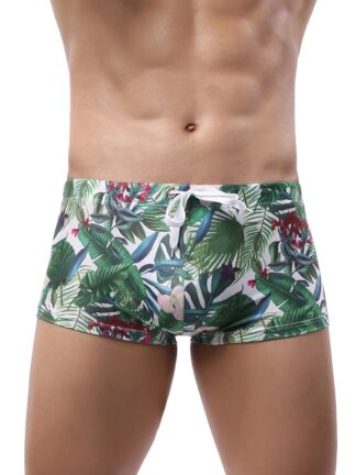 Green Leaf Swim Shorts Front