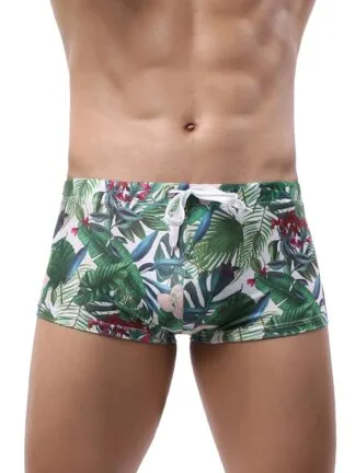 Green Leaf Swim Shorts Front
