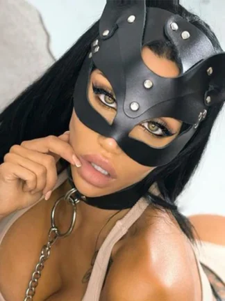 Half Face Vegan Leather BDSM Mask