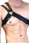 Model in JM991 Synthetic Leather Gladiator Harness black