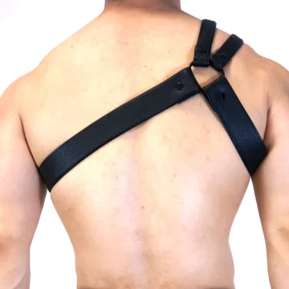 Model in JM991 Synthetic Leather Gladiator Harness black