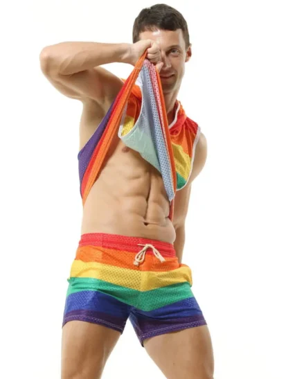 Rainbow Muscle Tank Hoodie front