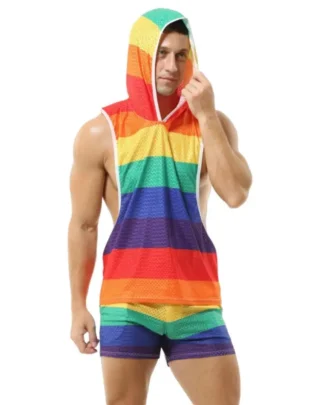 Rainbow Muscle Tank Hoodie front