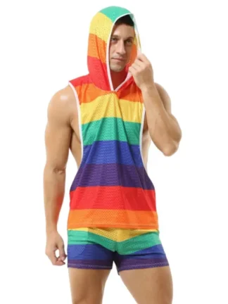 Rainbow Muscle Tank Hoodie front