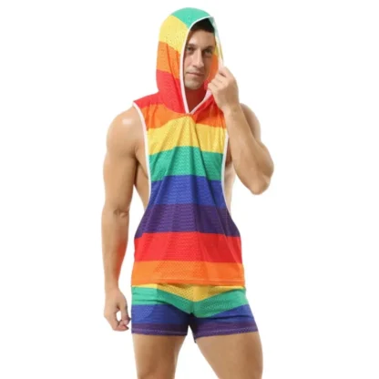 Rainbow Muscle Tank Hoodie front
