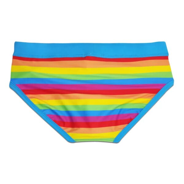 Men's Rainbow Swim Briefs with Light Blue Waistband