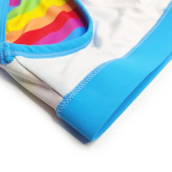 Men's Rainbow Swim Briefs with Light Blue Waistband
